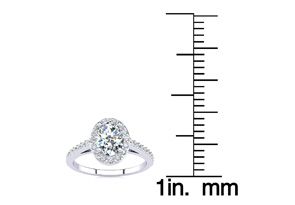 1 Carat Oval Shape Halo Diamond Engagement Ring In 14K White Gold (2.8 G) (I-J, I1-I2 Clarity Enhanced) By SuperJeweler