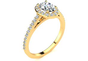 1 Carat Oval Shape Halo Diamond Engagement Ring In 14K Yellow Gold (2.8 G) (I-J, I1-I2 Clarity Enhanced) By SuperJeweler