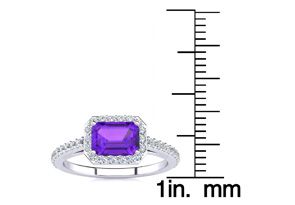 1.25 Carat Amethyst & Halo Diamond Ring In 14K White Gold (2.8 G), H/I By SuperJeweler