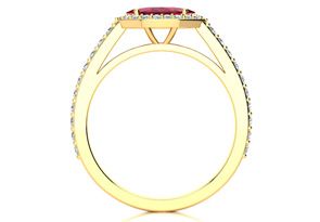 1 Carat Marquise Shape Ruby & Halo Diamond Ring In 14K Yellow Gold (2.7 G), H/I By SuperJeweler