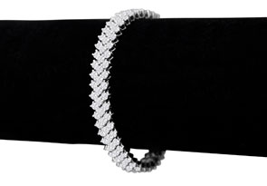 12 Carat Three Row Diamond Tennis Bracelet In 14K White Gold (27 G), H/I, 7 Inch By Hansa