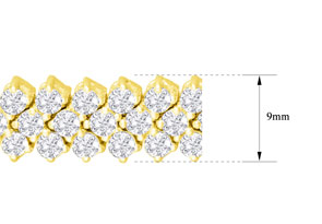 12 Carat Three Row Diamond Tennis Bracelet In 14K Yellow Gold (27 G), H/I, 7 Inch By Hansa