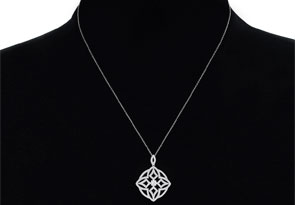18kw 4 Carat Diamond White Gold Pendant Necklace On Cable Chain, H/I By Hansa
