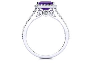 1 1/3 Carat Antique Amethyst & Halo Diamond Ring In 14K White Gold (3.9 G), H/I By SuperJeweler
