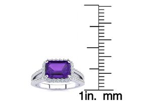 1 1/3 Carat Antique Amethyst & Halo Diamond Ring In 14K White Gold (3.9 G), H/I By SuperJeweler