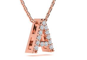 Letter A Diamond Initial Necklace In 14K Rose Gold (2.4 G) W/ 13 Diamonds, H/I, 18 Inch Chain By SuperJeweler
