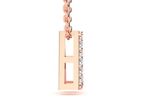 Letter A Diamond Initial Necklace In 14K Rose Gold (2.4 G) W/ 13 Diamonds, H/I, 18 Inch Chain By SuperJeweler