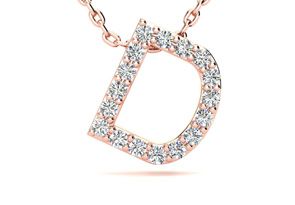 Letter D Diamond Initial Necklace In 14K Rose Gold (2.4 G) W/ 13 Diamonds, H/I, 18 Inch Chain By SuperJeweler