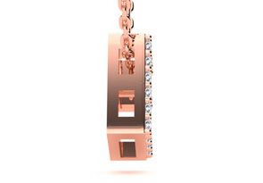 Letter E Diamond Initial Necklace In 14K Rose Gold (2.4 G) W/ 13 Diamonds, H/I, 18 Inch Chain By SuperJeweler