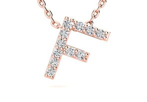 Letter F Diamond Initial Necklace In 14K Rose Gold (2.4 G) W/ 13 Diamonds, H/I, 18 Inch Chain By SuperJeweler