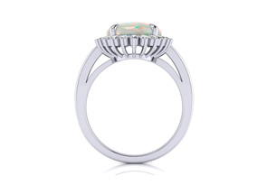 4 Carat Ballerina Opal Ring W/ Diamonds In 14K White Gold (5 G), I/J By SuperJeweler