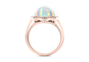 5 Carat Opal Ring W/ Halo Diamonds In 14K Rose Gold (6.5 G),  By Sundar Gem
