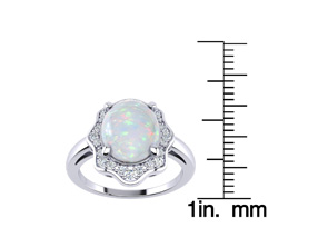 1-2/3 Carat Opal Ring & Halo Diamonds In 14K White Gold (3.7 G), I/J By SuperJeweler