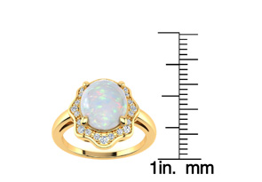 1-2/3 Carat Opal Ring & Halo Diamonds In 14K Yellow Gold (3.7 G), I/J By SuperJeweler