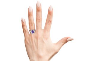 1 Carat Amethyst & Halo Diamond Ring In 14K White Gold (4.6 G),  By SuperJeweler
