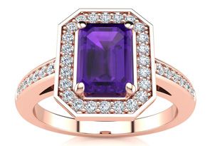 1 Carat Amethyst & Halo Diamond Ring In 14K Rose Gold (4.6 G),  By SuperJeweler