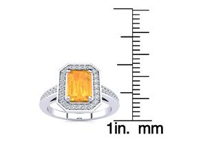 1 Carat Citrine & Halo Diamond Ring In 14K White Gold (4.6 G),  By SuperJeweler