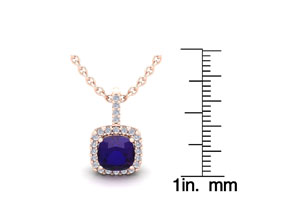 1 3/4 Carat Cushion Cut Amethyst & Halo Diamond Necklace In 14K Rose Gold (2 G), 18 Inches, I/J By SuperJeweler