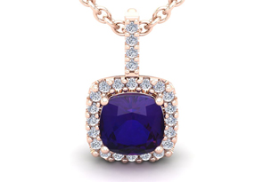 2.5 Carat Cushion Cut Amethyst & Halo Diamond Necklace In 14K Rose Gold (2.4 G), 18 Inches, I/J By SuperJeweler