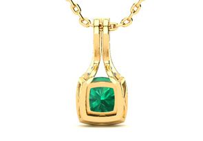 2 Carat Cushion Cut Emerald Cut Necklaces W/ Diamond Halo In 14K Yellow Gold (2.8 G), 18 Inch Chain (I-J, SI2-I1) By SuperJeweler