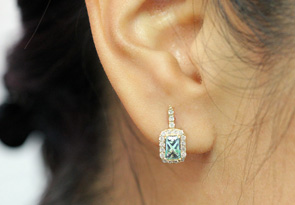 1.5 Carat Green Amethyst & Halo Diamond Dangle Earrings In 14K Yellow Gold (3.4 G), I/J By SuperJeweler