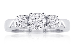 1/2 Carat Engagement Three Diamond Ring In 14k White Gold, I/J By SuperJeweler