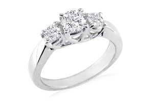 1/2 Carat Engagement Three Diamond Ring In 14k White Gold, I/J By SuperJeweler