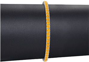 4 Carat Citrine Tennis Bracelet In 14K White Gold (9.4 G), 7 Inches By SuperJeweler