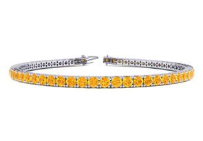 4 1/2 Carat Citrine Tennis Bracelet In 14K White Gold (10.7 G), 8.5 Inches By SuperJeweler