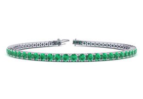 4 1/4 Carat Emerald Tennis Bracelet In 14K White Gold (8.7 G), 6 1/2 Inches By SuperJeweler