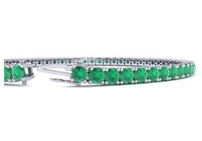 4 1/4 Carat Emerald Tennis Bracelet In 14K White Gold (8.7 G), 6 1/2 Inches By SuperJeweler