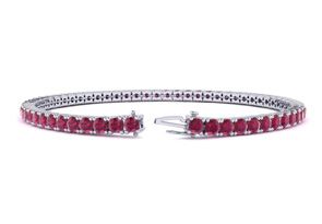 6 Carat Ruby Tennis Bracelet In 14K White Gold (10.7 G), 8 Inches By SuperJeweler