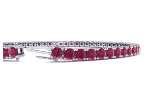 6 Carat Ruby Tennis Bracelet In 14K White Gold (10.7 G), 8 Inches By SuperJeweler