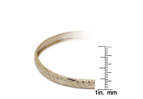 10K Yellow Gold (4.1 G) Flexible Bangle Bracelet W/ Fancy Diamond Cut Design, 7 Inches By SuperJeweler