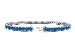 3 1/2 Carat Blue Diamond Tennis Bracelet In 14K White Gold (8.1 G), 6 Inches By SuperJeweler