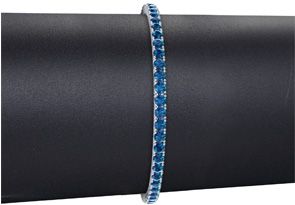 3 1/2 Carat Blue Diamond Tennis Bracelet In 14K White Gold (8.1 G), 6 Inches By SuperJeweler