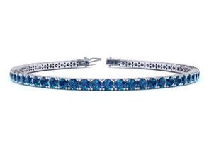 4 Carat Blue Diamond Tennis Bracelet In 14K White Gold (9.4 G), 7 Inches By SuperJeweler