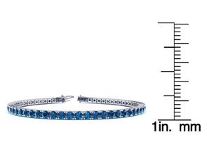 4 1/4 Carat Blue Diamond Tennis Bracelet In 14K White Gold (10.1 G), 7.5 Inches By SuperJeweler
