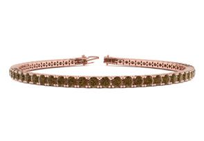 4 Carat Chocolate Bar Brown Champagne Diamond Tennis Bracelet In 14K Rose Gold (9.4 G), 7 Inches By SuperJeweler