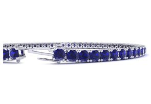 5 1/2 Carat Sapphire Tennis Bracelet In 14K White Gold (10.1 G), 7.5 Inches By SuperJeweler
