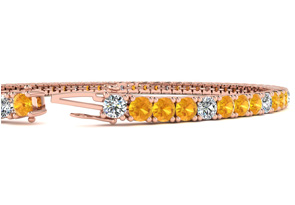 4 Carat Citrine & Diamond Graduated Tennis Bracelet In 14K Rose Gold (9.4 G), 7 Inches, J/K By SuperJeweler