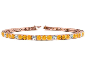 5 Carat Citrine & Diamond Graduated Tennis Bracelet In 14K Rose Gold (12.1 G), 9 Inches, J/K By SuperJeweler