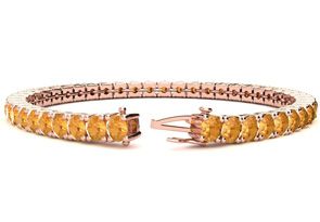 11 1/5 Carat Citrine Tennis Bracelet In 14K Rose Gold (14.6 G), 8.5 Inches By SuperJeweler
