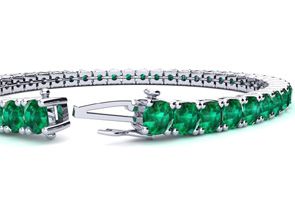 10 3/4 Carat Emerald Tennis Bracelet In 14K White Gold (11.1 G), 6 1/2 Inches By SuperJeweler