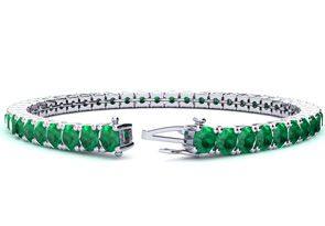 12 1/4 Carat Emerald Tennis Bracelet In 14K White Gold (12.9 G), 7.5 Inches By SuperJeweler