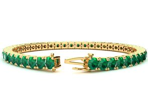 10 3/4 Carat Emerald Tennis Bracelet In 14K Yellow Gold (11.1 G), 6 1/2 Inches By SuperJeweler