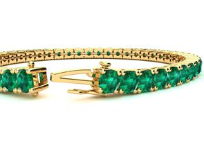 10 3/4 Carat Emerald Tennis Bracelet In 14K Yellow Gold (11.1 G), 6 1/2 Inches By SuperJeweler