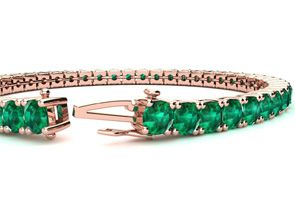 9 3/4 Carat Emerald Tennis Bracelet In 14K Rose Gold (10.3 G), 6 Inches By SuperJeweler