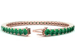 10 3/4 Carat Emerald Tennis Bracelet In 14K Rose Gold (11.1 G), 6 1/2 Inches By SuperJeweler