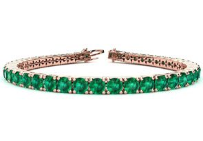 11.5 Carat Emerald Tennis Bracelet In 14K Rose Gold (12 G), 7 Inches By SuperJeweler